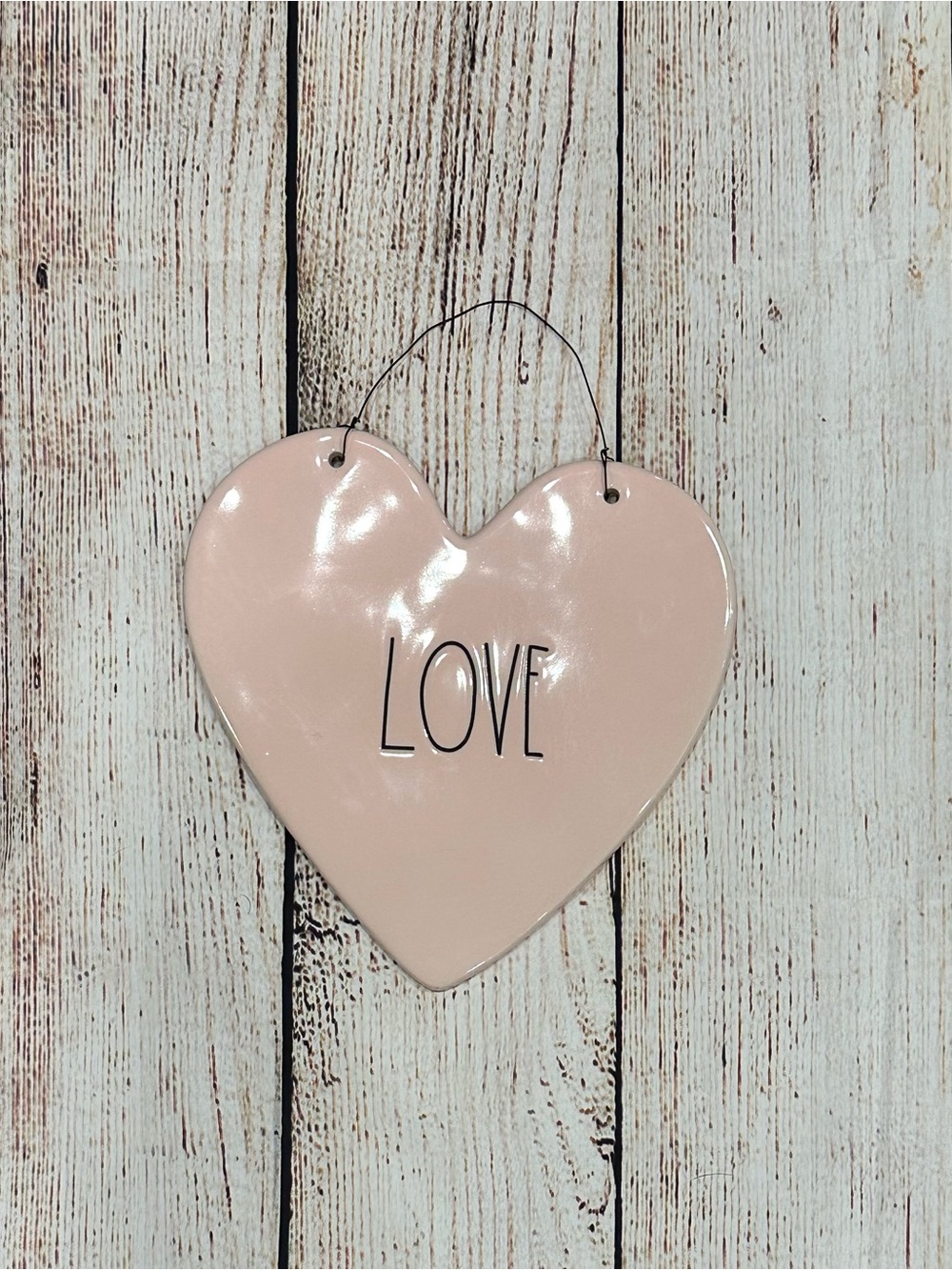 EUC Rae Dunn LOVE Light Pink Ceramic Wall Decor